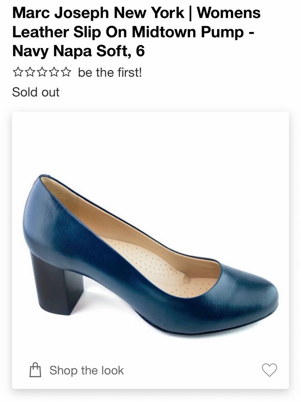 Marc Joseph Navy Leather Block Heel Pump